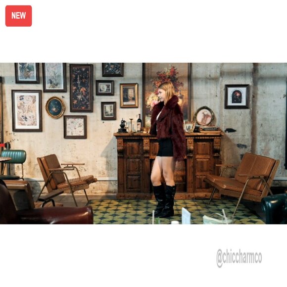 Cropped Faux Fur Jacket Fluffy Fuzzy Winter Coat Y2K Chic Plus Size Outerwear - Picture 6 of 6